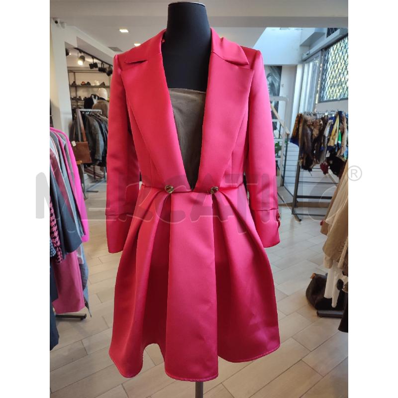 VESTITO DONNA FUCSIA ELISABETTA FRANCHI SCOLLO V BOTTONI DORATI | Mercatino dell'Usato Roma montemario 1