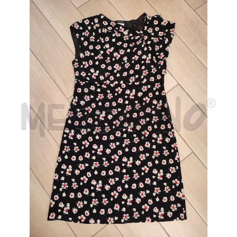 VESTITO DONNA NERO MAX E CO FIORI BIANCHI ROSSI  | Mercatino dell'Usato Roma montemario 1