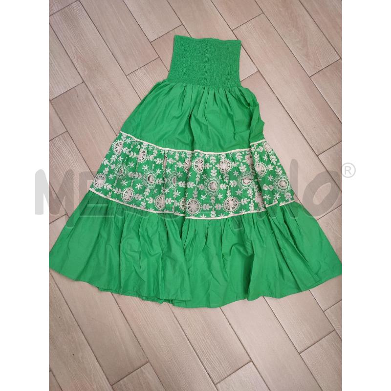 VESTITO DONNA VERDE PANAJI FIORI BIANCHI | Mercatino dell'Usato Roma montemario 1