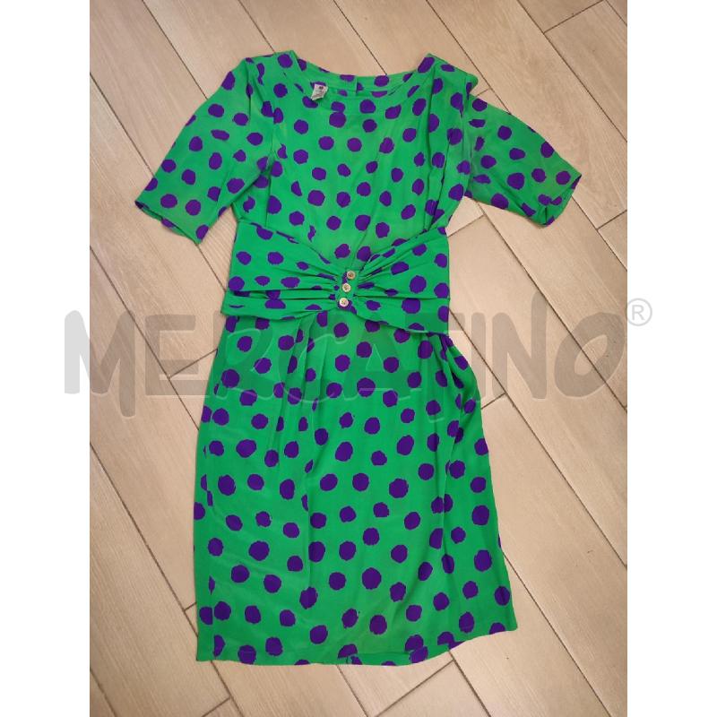 VESTITO DONNA VERDE UNGARO POIS VIOLA +CINTURA | Mercatino dell'Usato Roma montemario 1