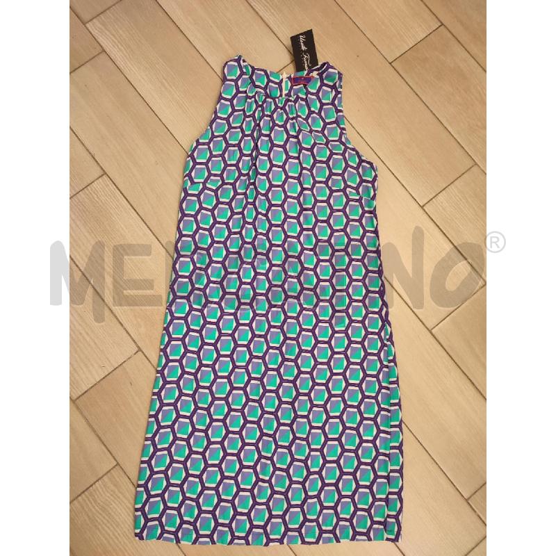 VESTITO DONNA VIOLA VERDE GALLO ROMBI | Mercatino dell'Usato Roma montemario 1