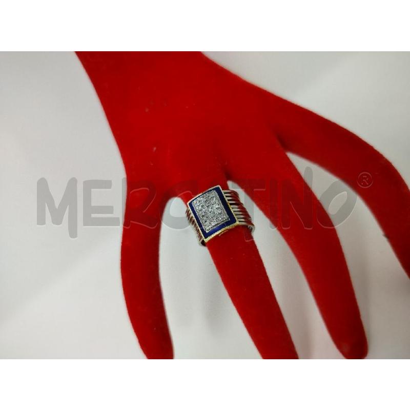 ANELLO DONNA MULTIFEDINA RETTANGOLO BLU STRASS | Mercatino dell'Usato Roma cinecitta' 1