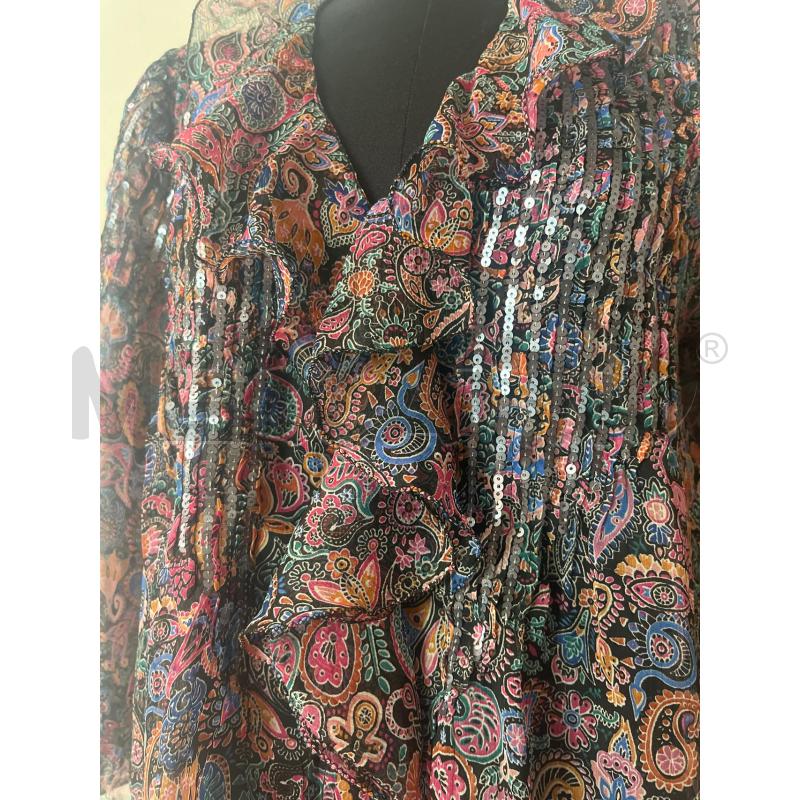 BLUSA DONNAZADIG VOLATIRE NERA FANTASIA PAISLEY PAILLETTES SCOLLO | Mercatino dell'Usato Roma cinecitta' 2