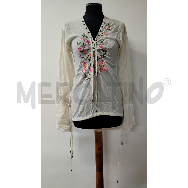 BLUSA DONNA FLAVIO CASTELLANI PANNA FIORI ROSA | Mercatino dell'Usato Roma cinecitta' 1