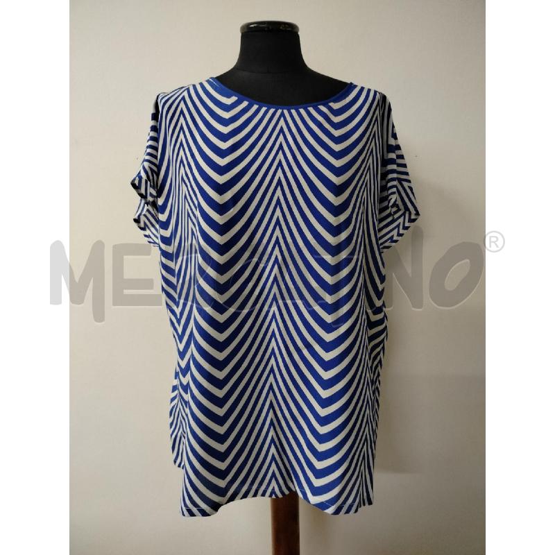 BLUSA DONNA LUISA SPAGNOLI BLU BIANCA V SETA | Mercatino dell'Usato Roma cinecitta' 1