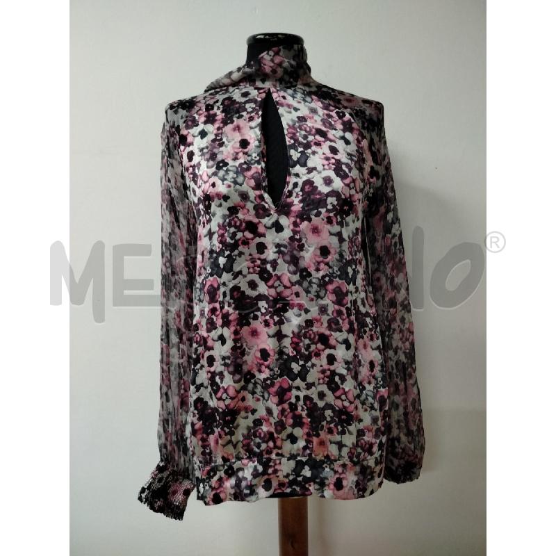 BLUSA DONNA SCERVINO BIANCA FIORI ROSA GRIGI | Mercatino dell'Usato Roma cinecitta' 1