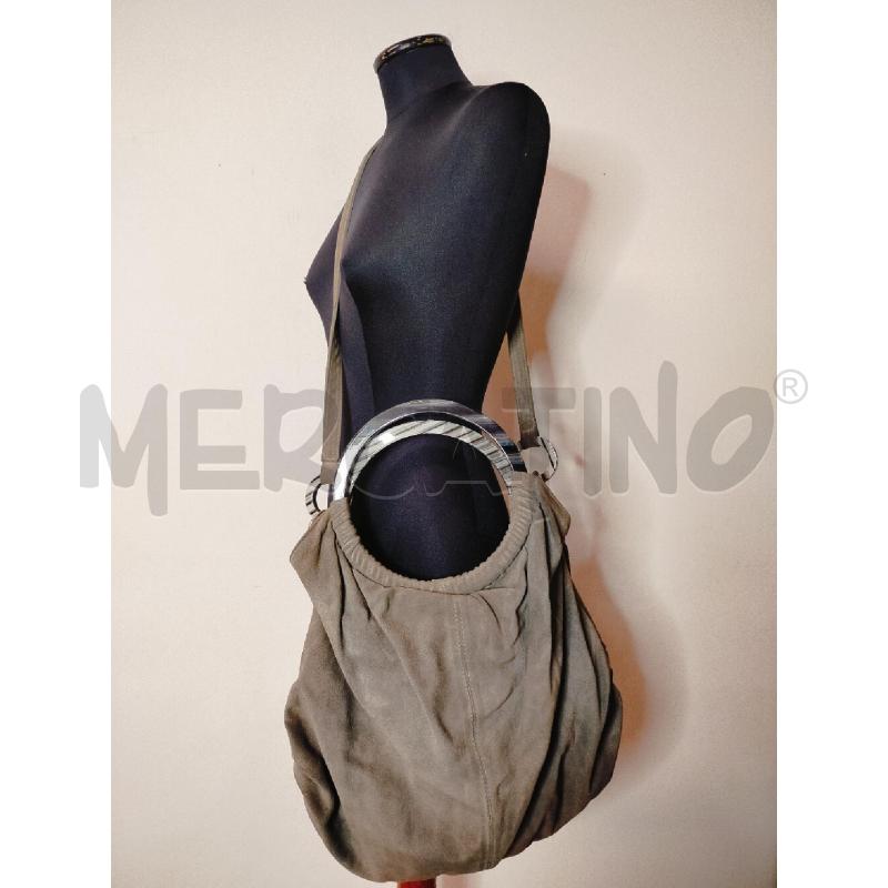 BORSA DONNA ALMALA GRIGIA MANICO CORTO RIGID NERI BIANC RIGHE | Mercatino dell'Usato Roma cinecitta' 1