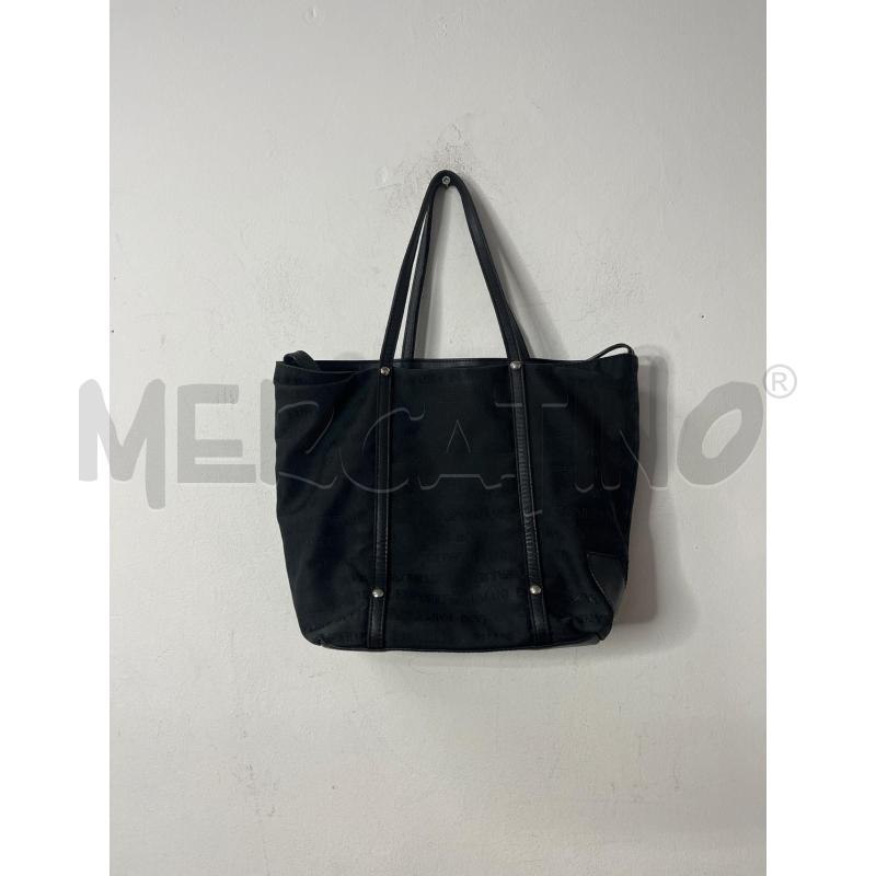 BORSA DONNA EMPORIO ARMANI NERA TESSUTO MANICI PELLE | Mercatino dell'Usato Roma cinecitta' 1