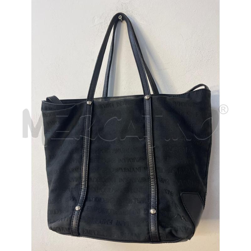 BORSA DONNA EMPORIO ARMANI NERA TESSUTO MANICI PELLE | Mercatino dell'Usato Roma cinecitta' 2