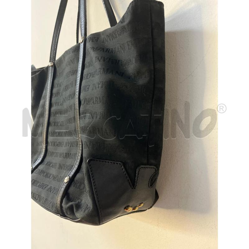 BORSA DONNA EMPORIO ARMANI NERA TESSUTO MANICI PELLE | Mercatino dell'Usato Roma cinecitta' 3