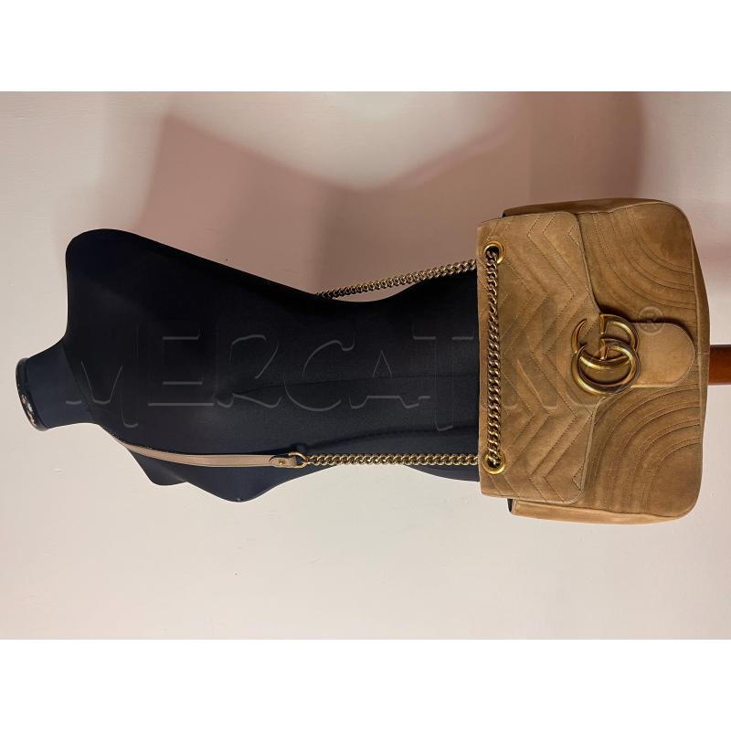 BORSA DONNA GUCCI MARMONT VELLUTO MARRONE GG DORATO | Mercatino dell'Usato Roma cinecitta' 1