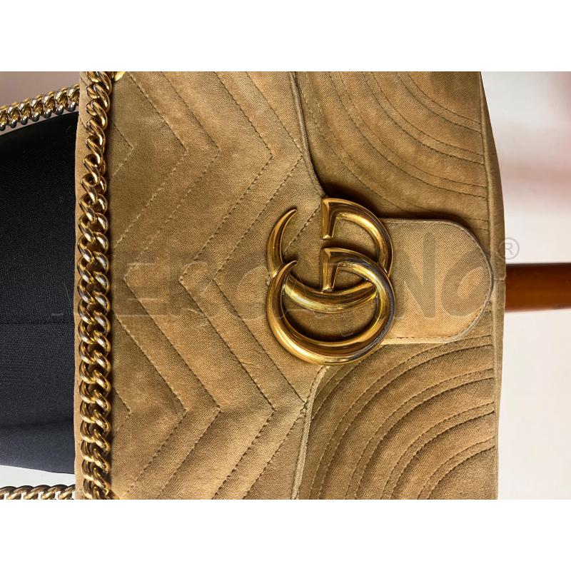 BORSA DONNA GUCCI MARMONT VELLUTO MARRONE GG DORATO | Mercatino dell'Usato Roma cinecitta' 2