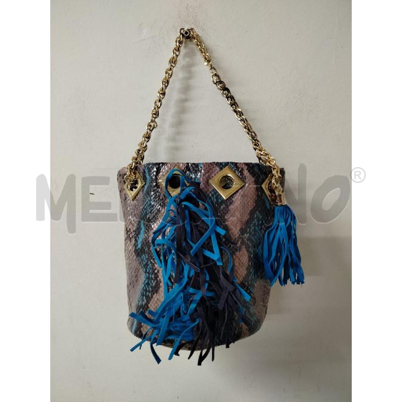 BORSA DONNA LA CARRIE SECCHIELLO MARRONE AZZURRA TP PITONATA | Mercatino dell'Usato Roma cinecitta' 1
