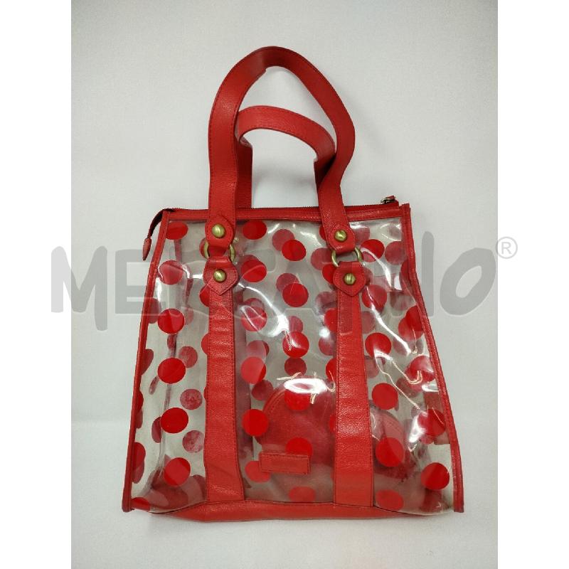 BORSA DONNA MOSCHINO JEANS TRASPARENTE POIS ROSSI | Mercatino dell'Usato Roma cinecitta' 1