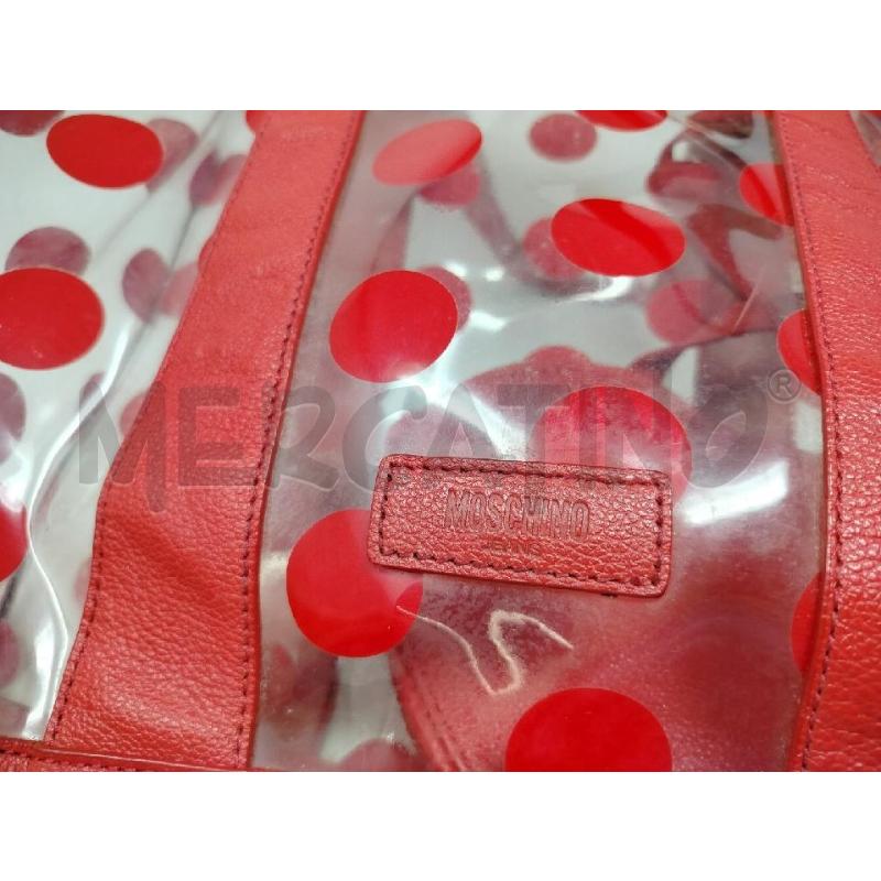 BORSA DONNA MOSCHINO JEANS TRASPARENTE POIS ROSSI | Mercatino dell'Usato Roma cinecitta' 2