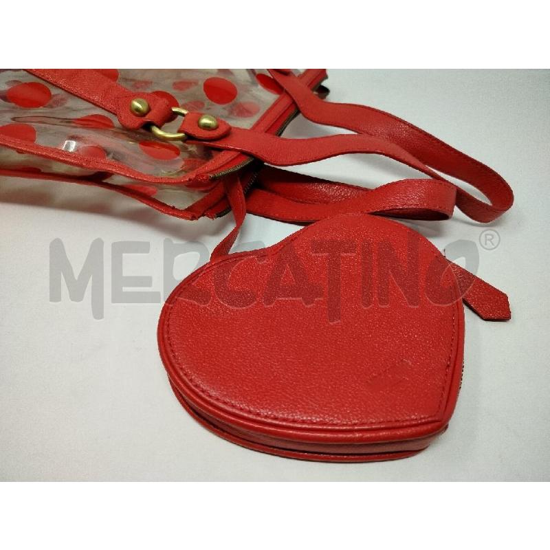 BORSA DONNA MOSCHINO JEANS TRASPARENTE POIS ROSSI | Mercatino dell'Usato Roma cinecitta' 3