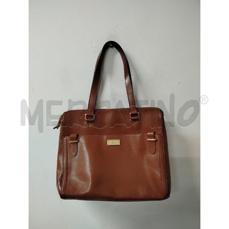 BORSA DONNA RALPH LAUREN MARRONE PELLE PLACCH DORATA  | Mercatino dell'Usato Roma cinecitta' 1
