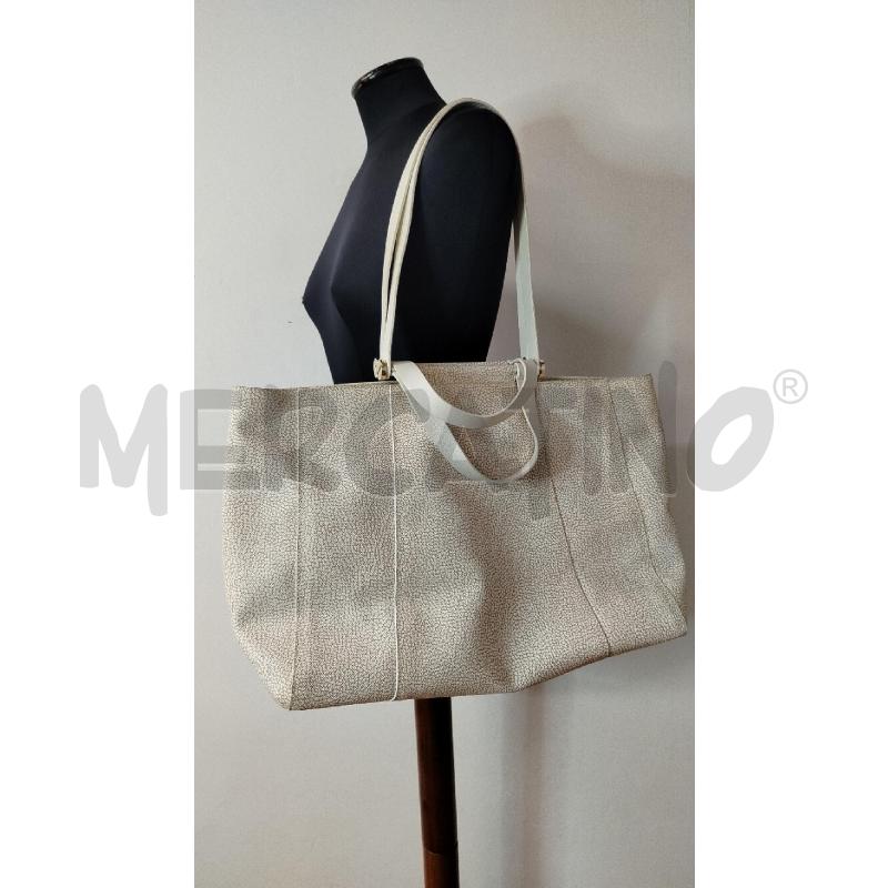 BORSA DONNA TOTE BORBONESE BIANCA BEIGE DOPPIO MANICO | Mercatino dell'Usato Roma cinecitta' 1
