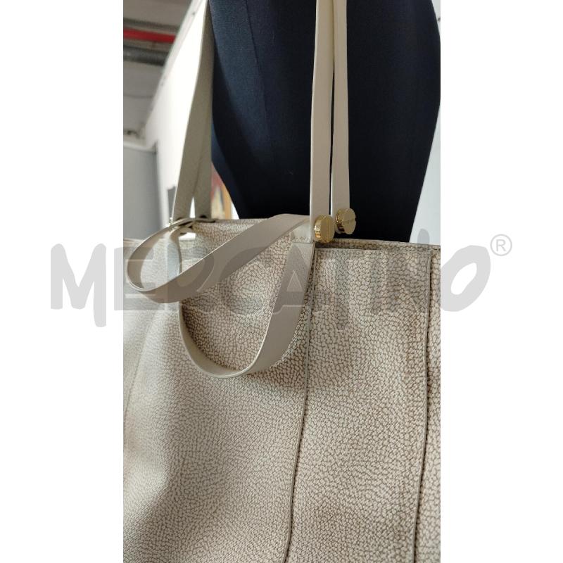BORSA DONNA TOTE BORBONESE BIANCA BEIGE DOPPIO MANICO | Mercatino dell'Usato Roma cinecitta' 2