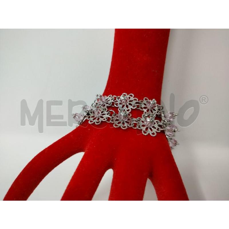 BRACCIALE ARG ROSETTE CRISTALLI ROSA | Mercatino dell'Usato Roma cinecitta' 1