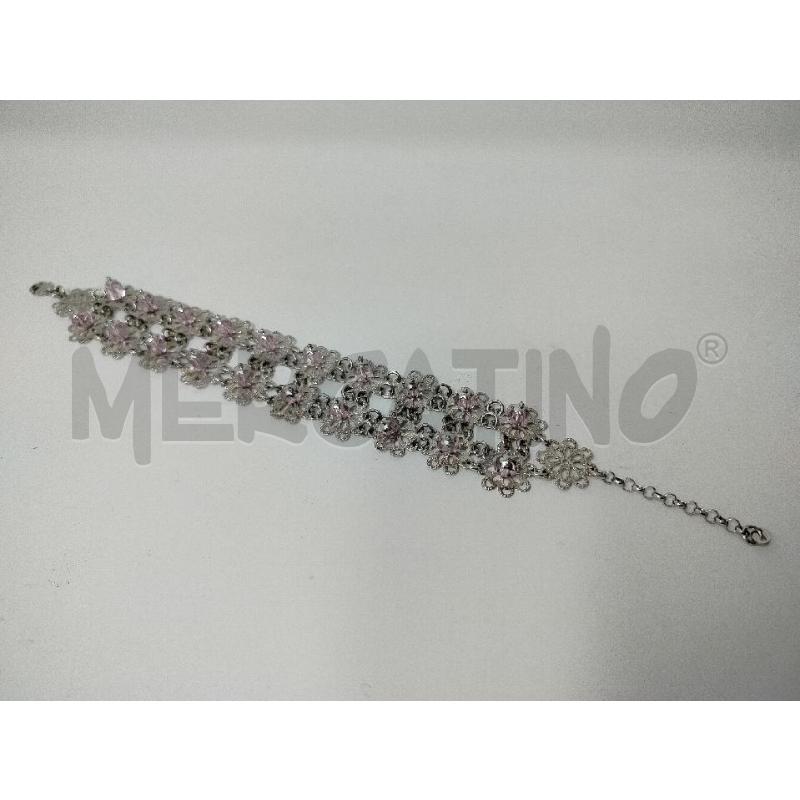 BRACCIALE ARG ROSETTE CRISTALLI ROSA | Mercatino dell'Usato Roma cinecitta' 2