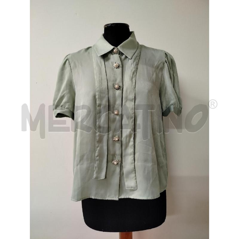 CAMICIA DONNA LUISA SPAGNOLI VERDE MENTA BOTTONI STRASS PERLINE  | Mercatino dell'Usato Roma cinecitta' 1