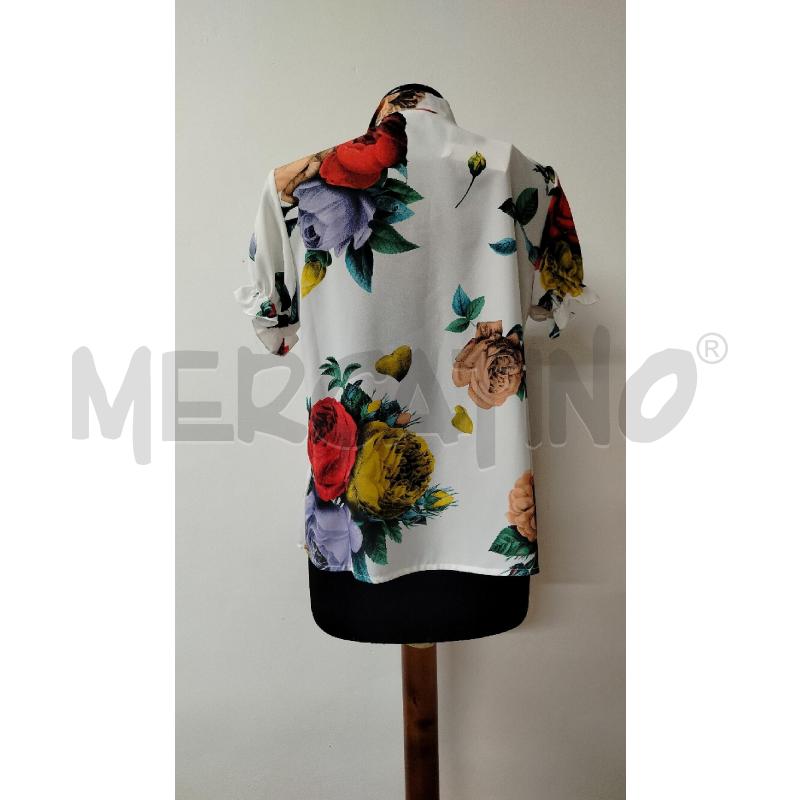 CAMICIA DONNA MEZZA MANICA LOVE MOSCHINO BIANCA FIORI ROSSI LILLA | Mercatino dell'Usato Roma cinecitta' 2