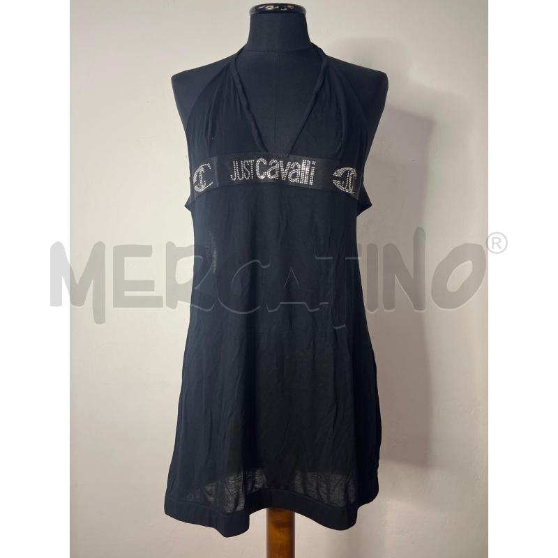 CANOTTA DONNA JUST CAVALLI NERA LOGO STRASS SCHIENA APERTA | Mercatino dell'Usato Roma cinecitta' 1