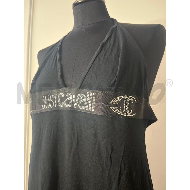 CANOTTA DONNA JUST CAVALLI NERA LOGO STRASS SCHIENA APERTA | Mercatino dell'Usato Roma cinecitta' 2