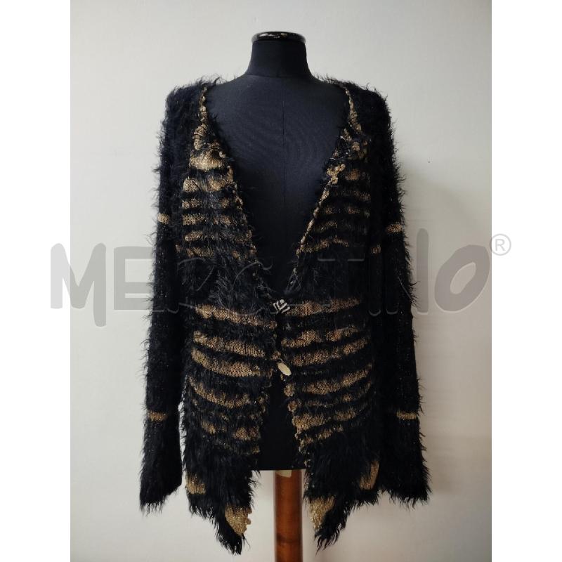 CARDIGAN DONNA ELISA CAVALLETTI NERO LUREX ORO PELO | Mercatino dell'Usato Roma cinecitta' 1