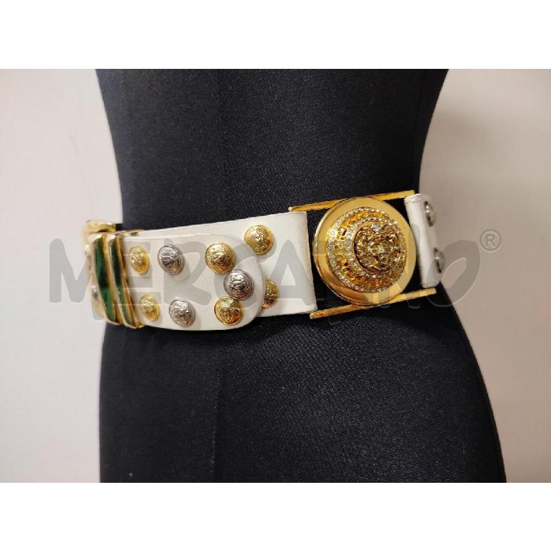 CINTURA DONNA GIANNI VERSACE BIANCA BORCHIE DORATE GRIGIE | Mercatino dell'Usato Roma cinecitta' 1