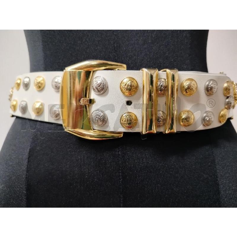 CINTURA DONNA GIANNI VERSACE BIANCA BORCHIE DORATE GRIGIE | Mercatino dell'Usato Roma cinecitta' 2