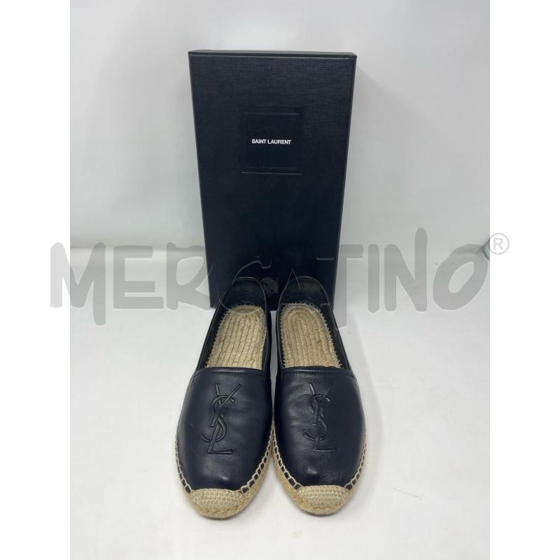 ESPADRILLAS DONNA YVES SAINT LAURENT PELLE NERA MAXI LOGO | Mercatino dell'Usato Roma cinecitta' 1