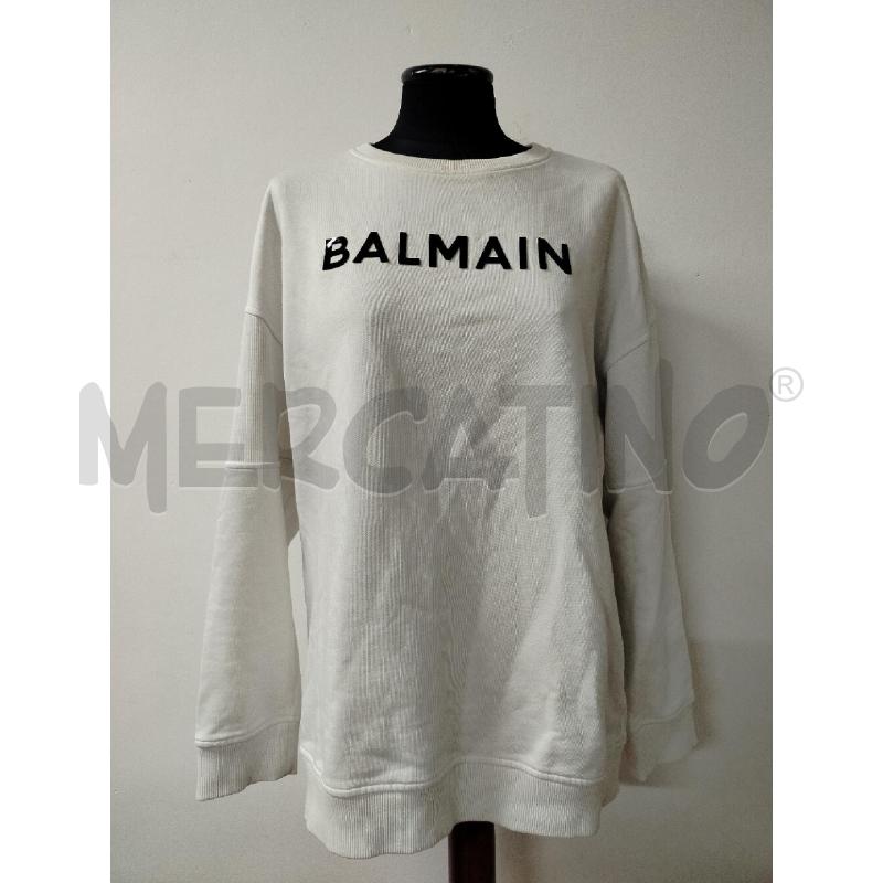 FELPA DONNA BALMAIN BIANCA LOGO PLEXI NERO | Mercatino dell'Usato Roma cinecitta' 1