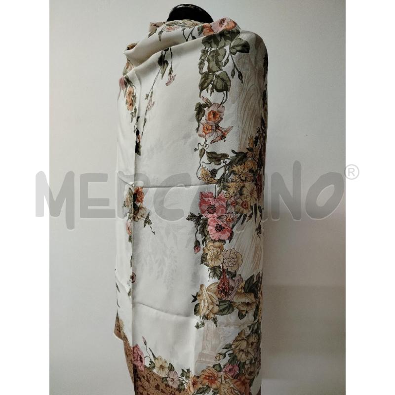 FOULARD CD BIANCO BORDI BEIGE FIORI ROSA | Mercatino dell'Usato Roma cinecitta' 3