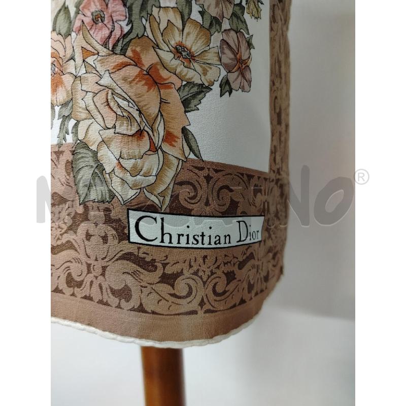 FOULARD CD BIANCO BORDI BEIGE FIORI ROSA | Mercatino dell'Usato Roma cinecitta' 4
