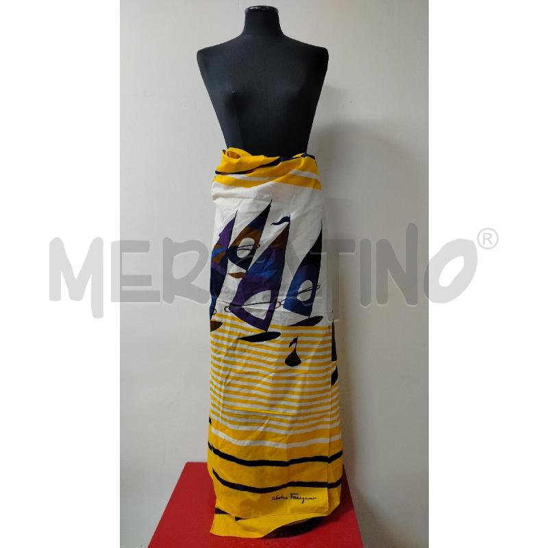 FOULARD FERRAGAMO GIALLO BARCHE A VELA | Mercatino dell'Usato Roma cinecitta' 1