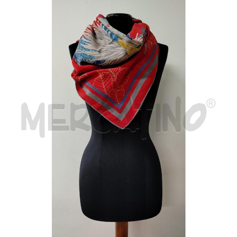 FOULARD SLVATORE FERRAGAMO ROSSO BORDI GRIGI FORI UCCELLO  | Mercatino dell'Usato Roma cinecitta' 1