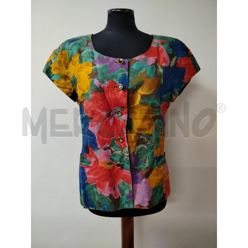 GIACCA DONNA SMANICATA MAX MARA LINO FIORI ROSSI GIALLI BLU VERD   | Mercatino dell'Usato Roma cinecitta' 1