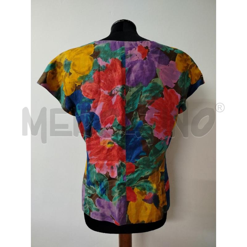 GIACCA DONNA SMANICATA MAX MARA LINO FIORI ROSSI GIALLI BLU VERD   | Mercatino dell'Usato Roma cinecitta' 2