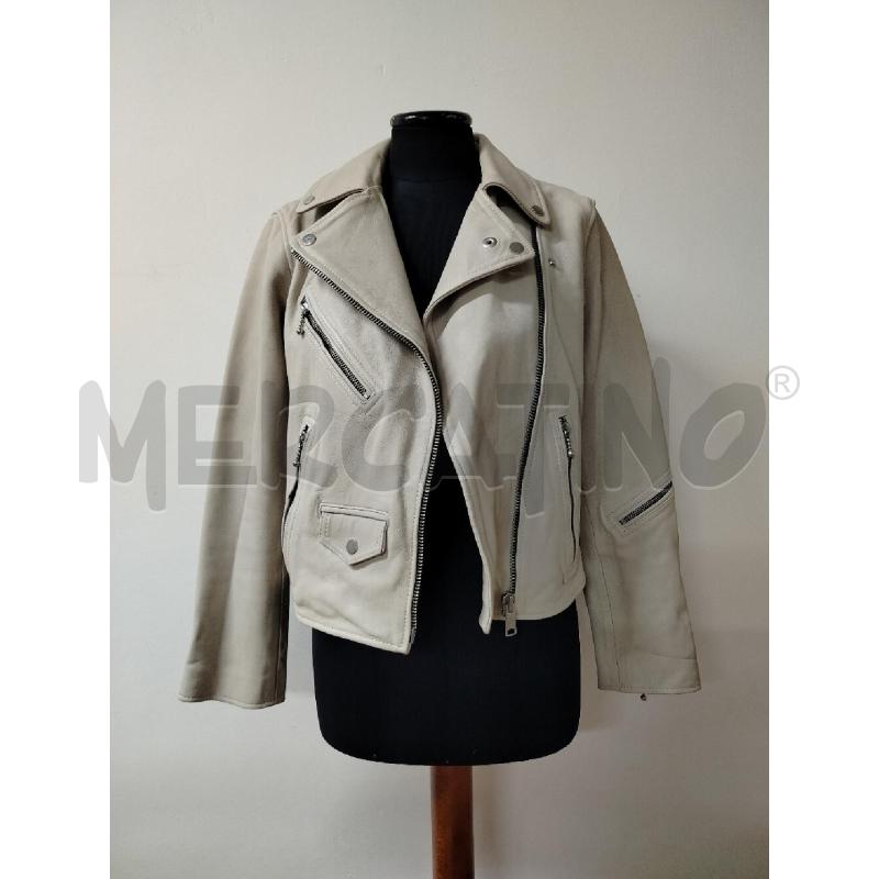 GIUBBINO DONNA ALL SAINTS PELLE BEIGE ZIP LATERALE  | Mercatino dell'Usato Roma cinecitta' 1