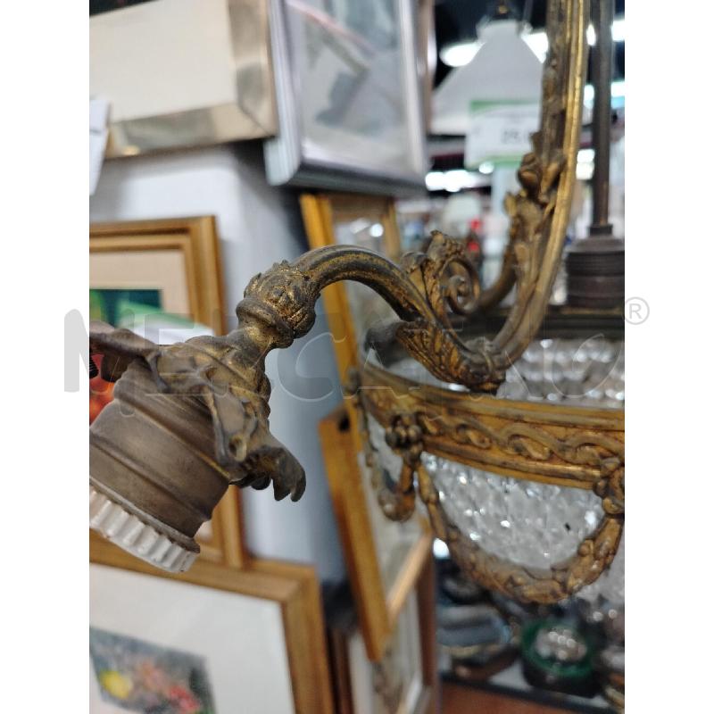 LAMPADARIO LIBERTY DORATO COPPA IN FILI DI GOCCE DI VETRO | Mercatino dell'Usato Roma cinecitta' 3