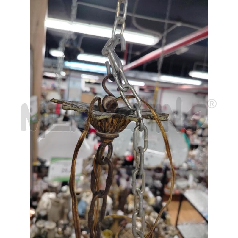 LAMPADARIO LIBERTY DORATO COPPA IN FILI DI GOCCE DI VETRO | Mercatino dell'Usato Roma cinecitta' 4