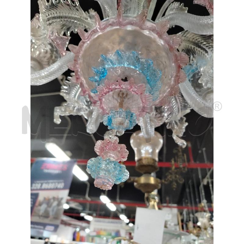 LAMPADARIO MURANO FOGLIE ROSA AZZURRE  | Mercatino dell'Usato Roma cinecitta' 2