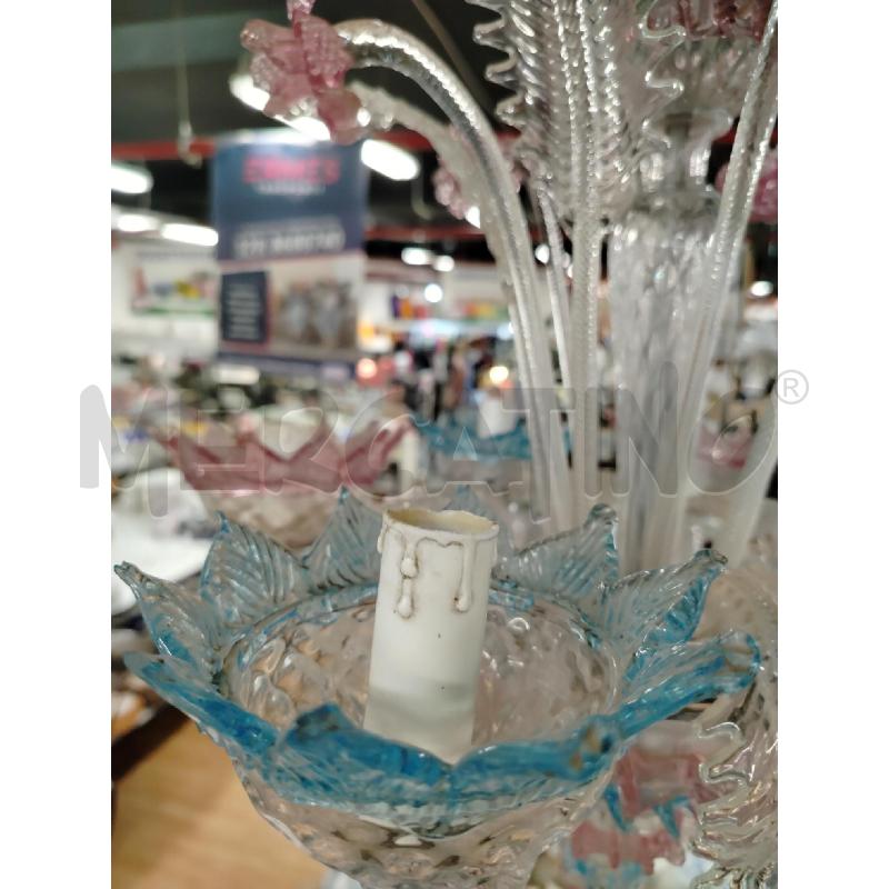 LAMPADARIO MURANO FOGLIE ROSA AZZURRE  | Mercatino dell'Usato Roma cinecitta' 3