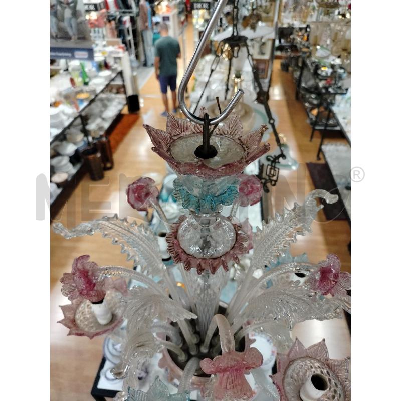 LAMPADARIO MURANO FOGLIE ROSA AZZURRE  | Mercatino dell'Usato Roma cinecitta' 4