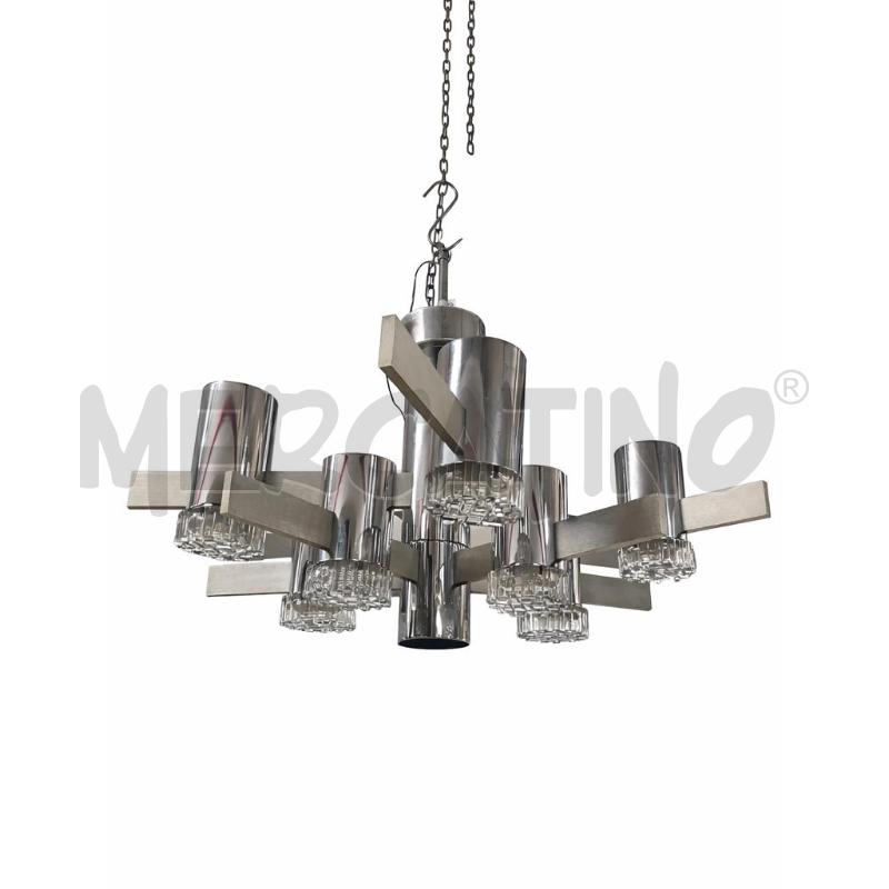 LAMPADARIO SCIOLARI 10 LUCI CROMO ANNI '70  | Mercatino dell'Usato Roma cinecitta' 1
