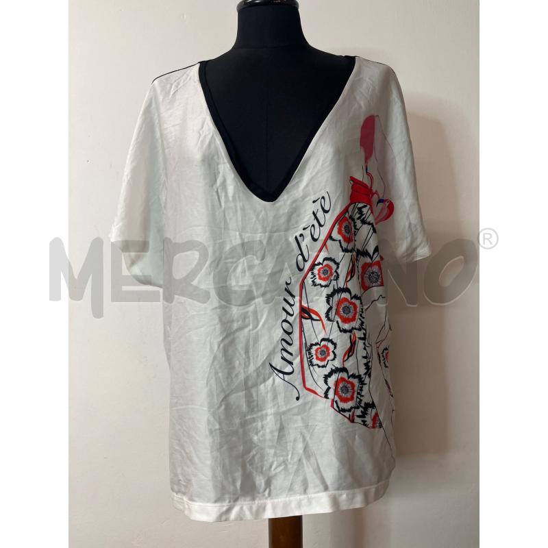 MAGLIA DONNA CAVALLI CLASS BIANCA DISEGNO NERO DETT ROSSI | Mercatino dell'Usato Roma cinecitta' 1