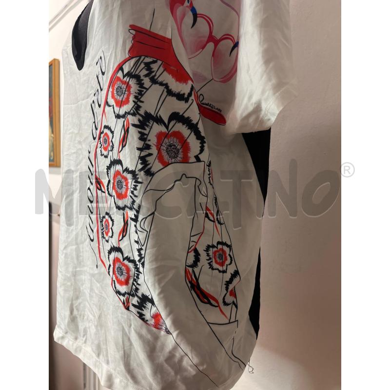 MAGLIA DONNA CAVALLI CLASS BIANCA DISEGNO NERO DETT ROSSI | Mercatino dell'Usato Roma cinecitta' 2