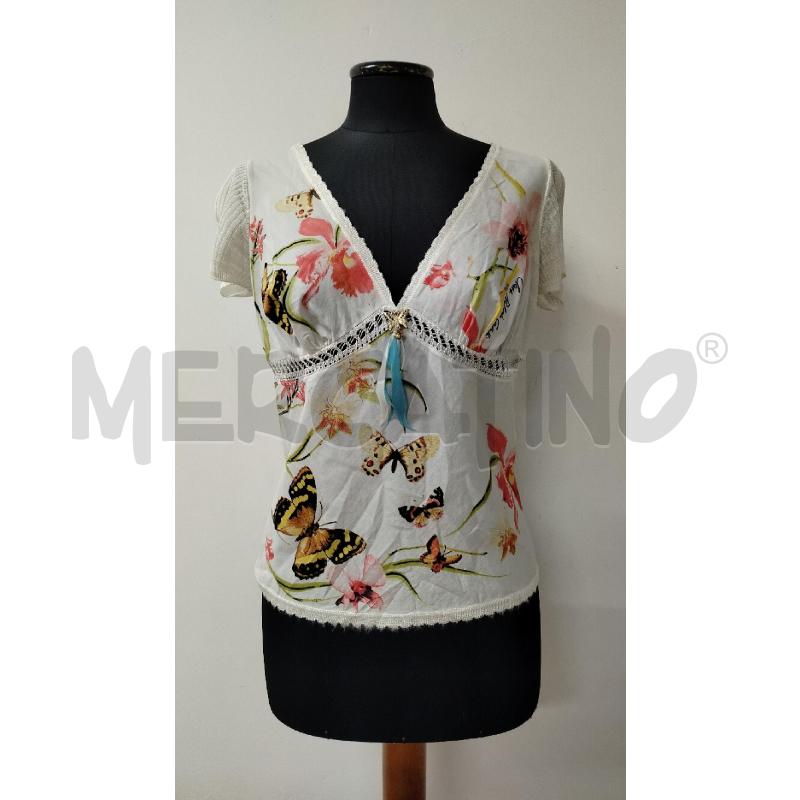 MAGLIA DONNA CLASS ROBERTO CAVALLI BIANCA FIORI FARFALLE | Mercatino dell'Usato Roma cinecitta' 1